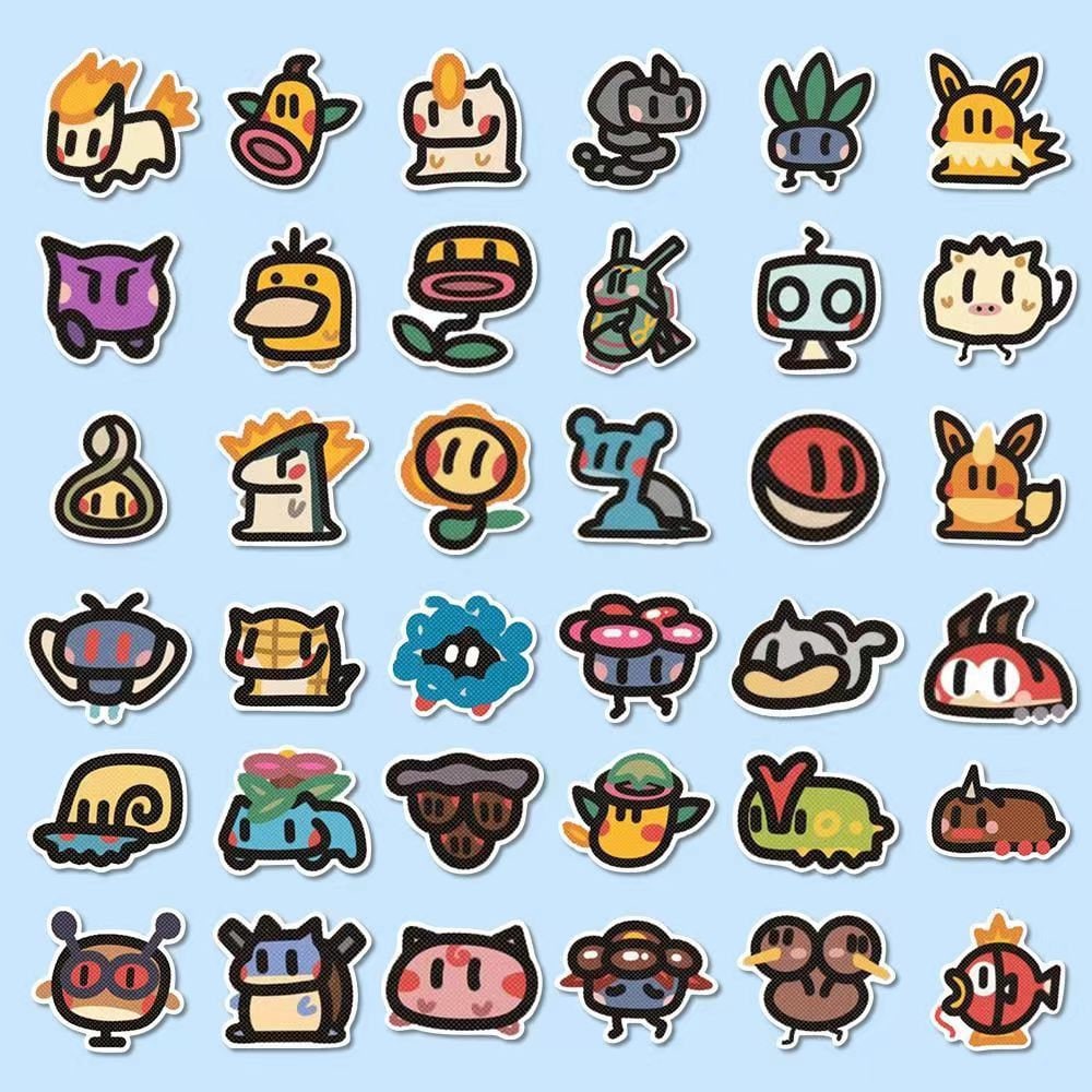 Pokemon First generation monster old school style stickers 100pcs, PM stickers, cute PM stickers, Japan anime stickers, pocket stickers