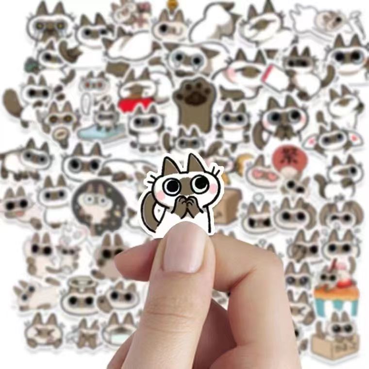 Siamese cat 50pcs sticker, Siamese sticker, cat sticker, nebeko sticker, Siamese label and decal