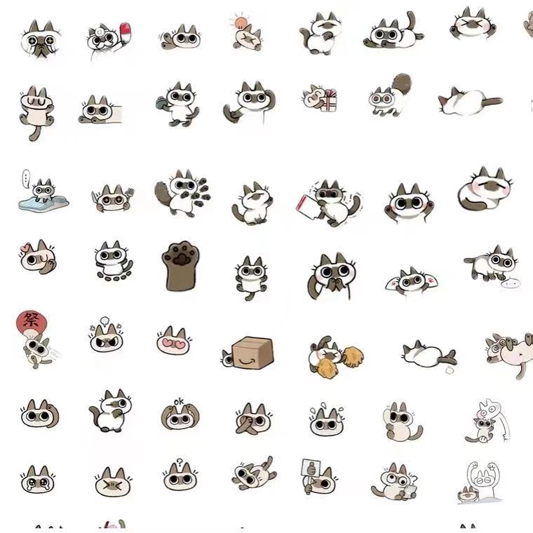 Siamese cat 50pcs sticker, Siamese sticker, cat sticker, nebeko sticker, Siamese label and decal