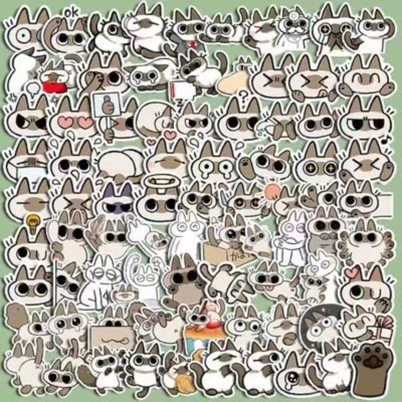 Siamese cat 50pcs sticker, Siamese sticker, cat sticker, nebeko sticker, Siamese label and decal