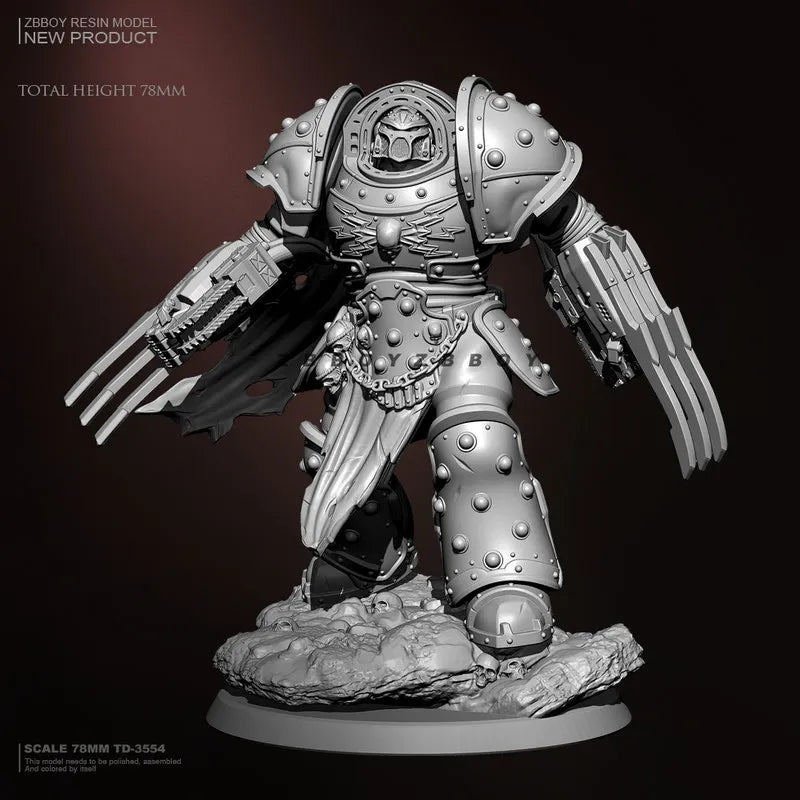 ZBBOY Supervise series | War 40k Carcharodons Tyberos the Red Wake 78mm white sculpture figure, 40k space shark model, space marine figure, Astartes white figurine