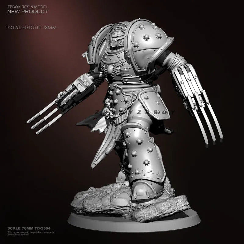 ZBBOY Supervise series | War 40k Carcharodons Tyberos the Red Wake 78mm white sculpture figure, 40k space shark model, space marine figure, Astartes white figurine