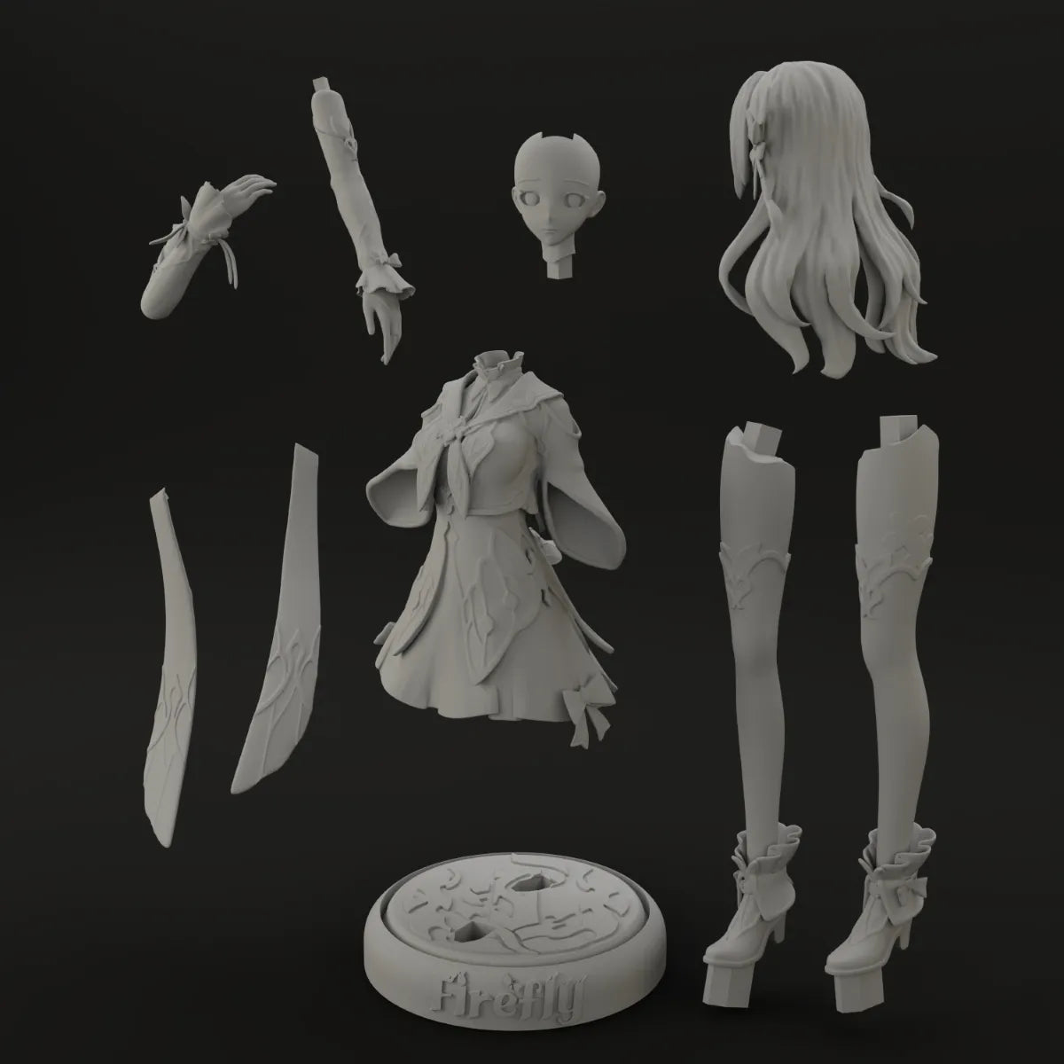 Mihoyo Honkai: Star Rail Firefly 18cm 3D Printed Standing White Sculpture Model GK Kit | Firefly Figure | Star Rail Miniature