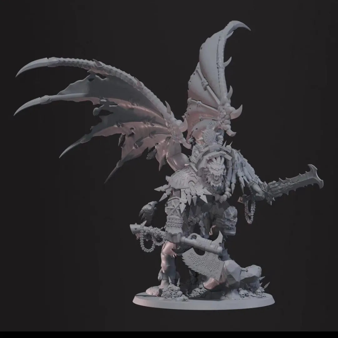 Warhammer 40K World Eaters Angron, Daemon Primarch of Khorne 70mm 3D Unpainted  Miniature | WH40 Figure