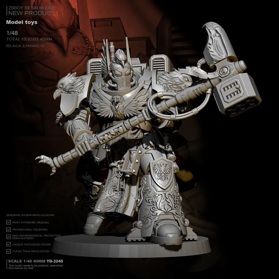 Warhammer 40k Imperial Space Marine Astartes Thunder Hammer Assault Terminator 40mm Unpainted Miniature | WH40 Figure