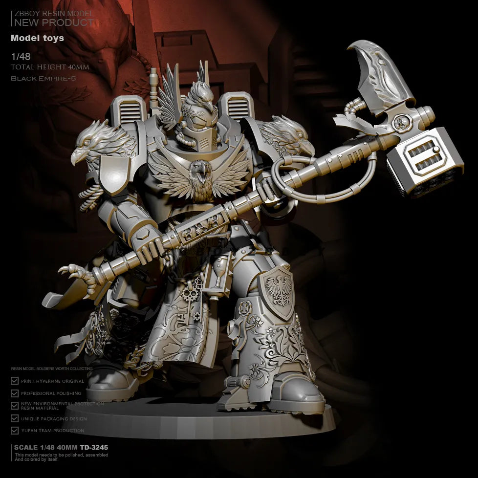 Warhammer 40k Imperial Space Marine Astartes Thunder Hammer Assault Terminator 40mm Unpainted Miniature | WH40 Figure