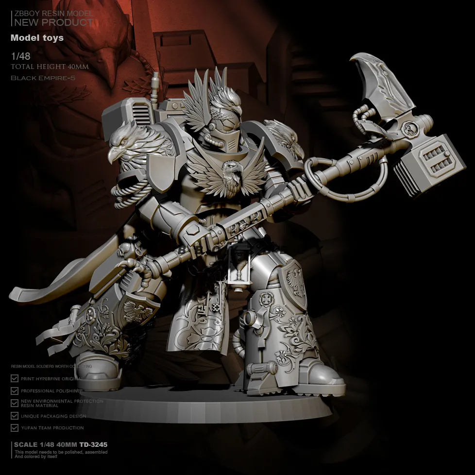 Warhammer 40k Imperial Space Marine Astartes Thunder Hammer Assault Terminator 40mm Unpainted Miniature | WH40 Figure