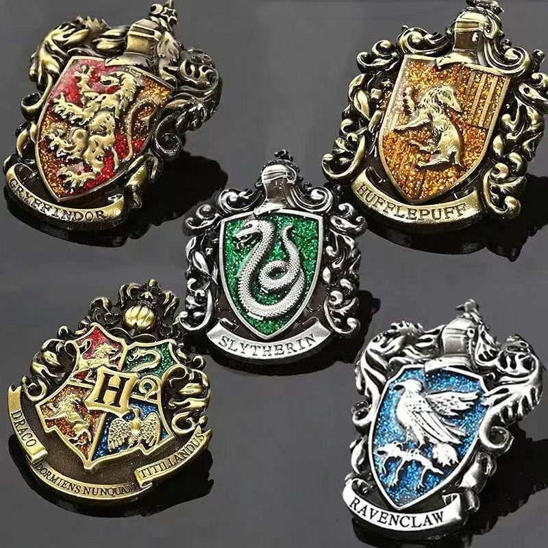 Harry Potter House Badge, Hogwarts Badge, Gryffindor Badge, Hufflepuff Badge, Ravenclaw Badge, Slytherin Badge, Malfoy Family Badge